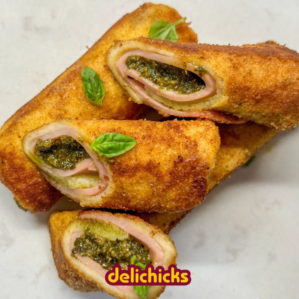 Rollitos de mortadela, pesto y mozzarella