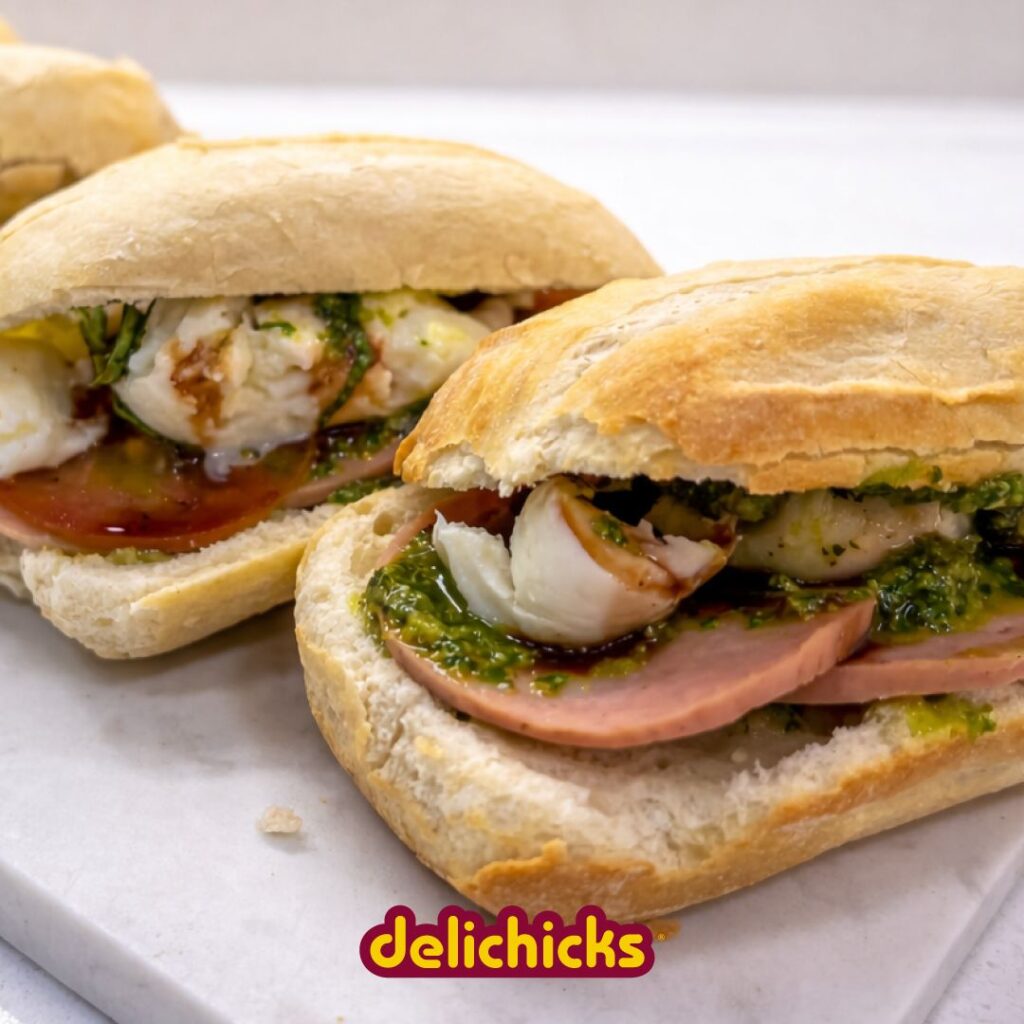 Sanduchitos con pesto casero y salchichón cervecero