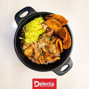 Ceviche de Chicharrón con Tocineta Delecta